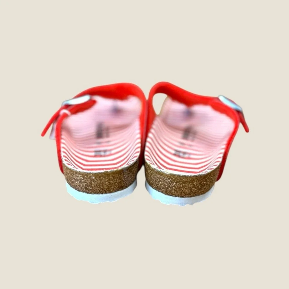 Birkenstock Gizeh NWB K12 US Red & White Striped‎ Sandals